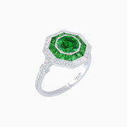 Art Deco Inspired Octagonal French-Cut Gemstone Ring - Shahin Jewelry